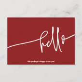 Boho Red Hello Thank You Order Small Business エンクロージャーカード (正面)