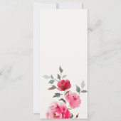 Boho Red Pink Rose Flowers 結婚'Menu Card 招待状 (裏面)