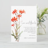 Boho Red Wildflowers写真結婚QR感謝してい カード (スタンド正面)