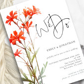 Boho Red Wildflowers We do 3 photo QR 結婚's 招待状