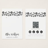 Boho Retro Black Daisy Floral Jewelry Display Card (正面&裏面)