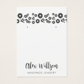 Boho Retro Black Daisy Floral Jewelry Display Card (正面)