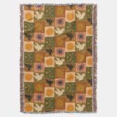 Boho Retro Celestial Sun Moon  スローブランケット (正面縦)