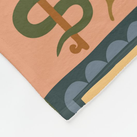 Boho Retro Celestial Sun Moon フリースブランケット (角)