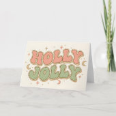 Boho Retro Holly Jolly Christmas シーズンカード (正面)