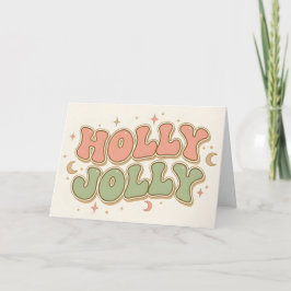 Boho Retro Holly Jolly Christmas シーズンカード