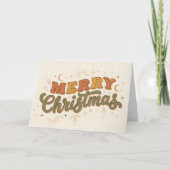 Boho Retro Merry Christmas Greeting Card シーズンカード (正面)
