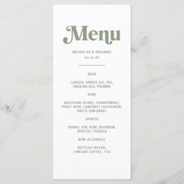 Boho Retro Sage Green Wedding Drinks Menu メニュー
