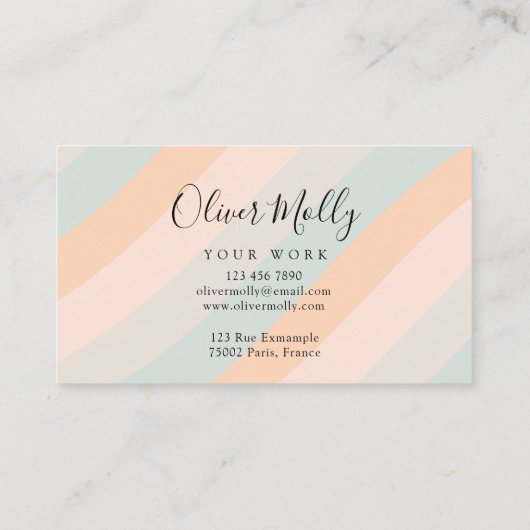 Boho Retro Script Abstract Wavy Lines Pastel 名刺 (裏面)