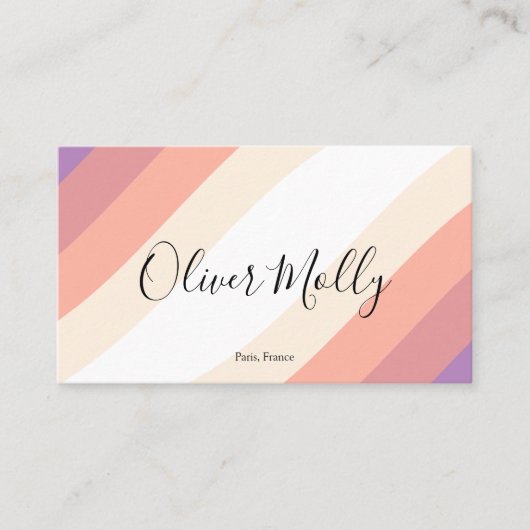 Boho Retro Script Abstract Wavy Lines Pastel 名刺 (正面)
