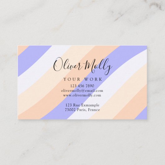 Boho Retro Script Abstract Wavy Lines Pastel 名刺 (裏面)