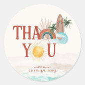 Boho Retro Summer Surf | サンキュー  ラウンドシール (正面)