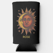 Boho Retro Sun and Moon Custom Name スリム缶クーラー (正面)