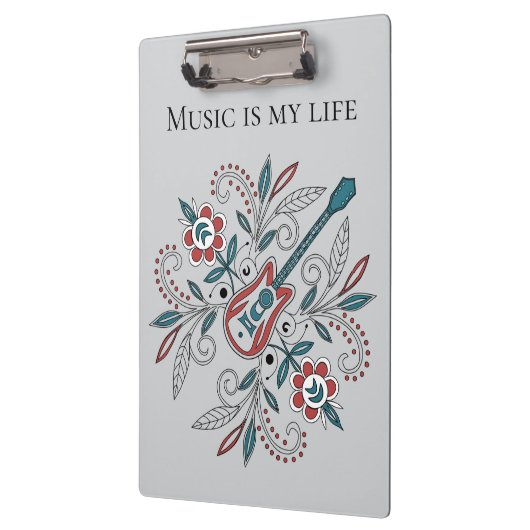 Boho Rock and roll guitar with flowers クリップボード (左)