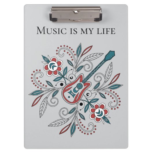 Boho Rock and roll guitar with flowers クリップボード (正面)