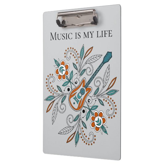 Boho Rock and roll guitar with flowers クリップボード (左)