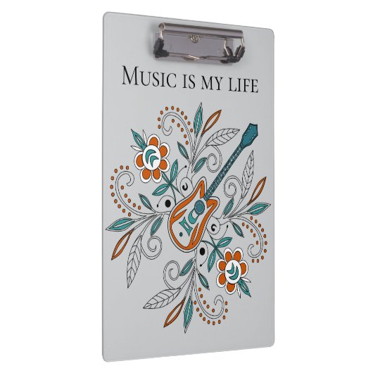 Boho Rock and roll guitar with flowers クリップボード (右)