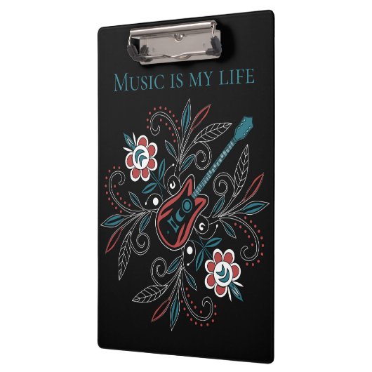 Boho Rock and roll guitar with flowers クリップボード (左)