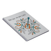 Boho Rock and roll guitar with flowers ノートブック (右側)