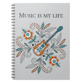 Boho Rock and roll guitar with flowers ノートブック (正面)