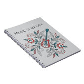 Boho Rock and roll guitar with flowers ノートブック (右側)