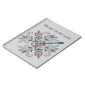 Boho Rock and roll guitar with flowers ノートブック (左側)