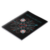 Boho Rock and roll guitar with flowers ノートブック (左側)