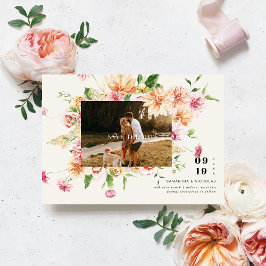Boho Romantic Floral Blooms Photo Save the Date セーブザデート