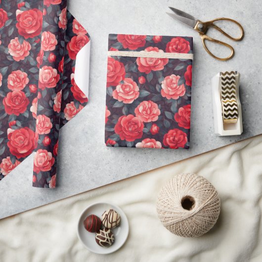 Boho Rose Flower Nature Wrapping Paper ラッピングペーパー (クラフト)