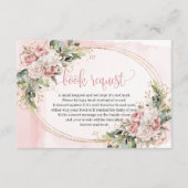 Boho Rose Gold Floral Baby Shower Book Request  エンクロージャーカード (正面)