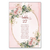 Boho Rose Gold Flowers Eucalyptus Table Number テーブルナンバー (正面)