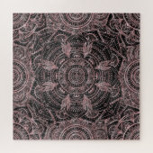Boho Rose Gold Gray Mandala Elegant Design ジグソーパズル (横)