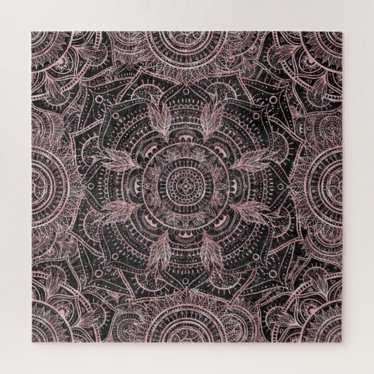 Boho Rose Gold Gray Mandala Elegant Design ジグソーパズル (縦)