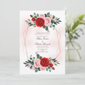 Boho Rose Gold Hexagon Floral Wedding 招待状 (スタンド正面)