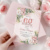 Boho Rose Gold Shimmering Blush Pink 60th Birthday 招待状