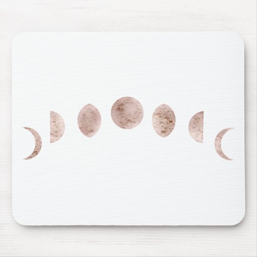 Boho Rose Pink Moon Phases Modern Minimal  マウスパッド (正面)