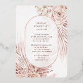 Boho Roses Floral Cross Confirmation 箔招待状 (裏面)