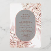 Boho Roses Floral Cross First Holy Communion 箔招待状 (裏面)