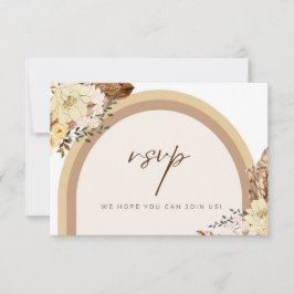 Boho RSVPカードフローラニュートラルカラーエンクロージャカード 出欠カード