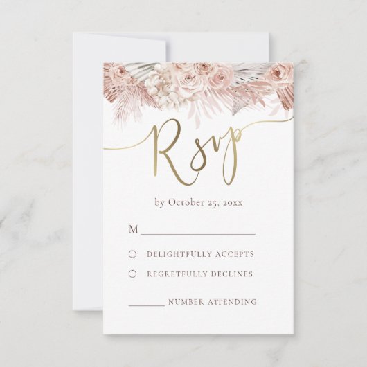 boho RSVP結婚の 出欠カード (正面)