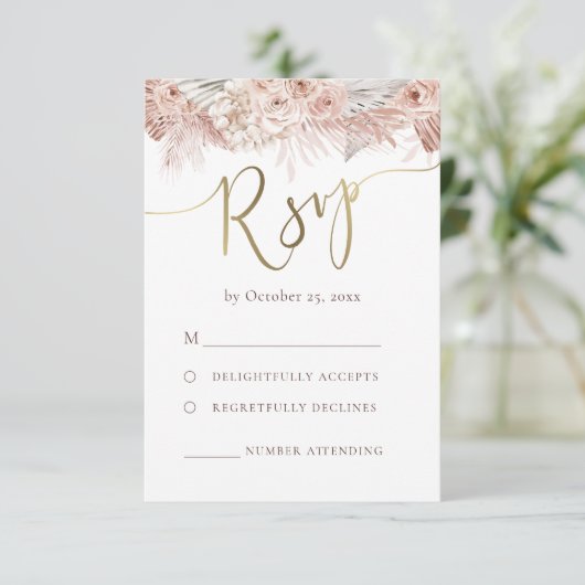 boho RSVP結婚の 出欠カード (スタンド正面)