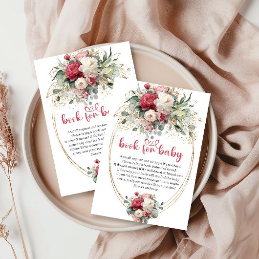 Boho Ruby Red Burgundy Greenery Book Request Card エンクロージャーカード