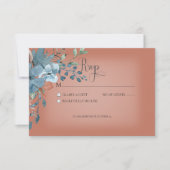 Boho Rust & Blueフローラ結婚の応答カード 出欠カード (正面)