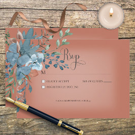 Boho Rust & Blueフローラ結婚の応答カード 出欠カード