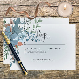 Boho Rust & Blueフローラ結婚の応答カード 出欠カード