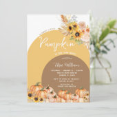 Boho Rust Orange Pumpkinは赤ちゃんシャワーの途中にある 招待状 (スタンド正面)