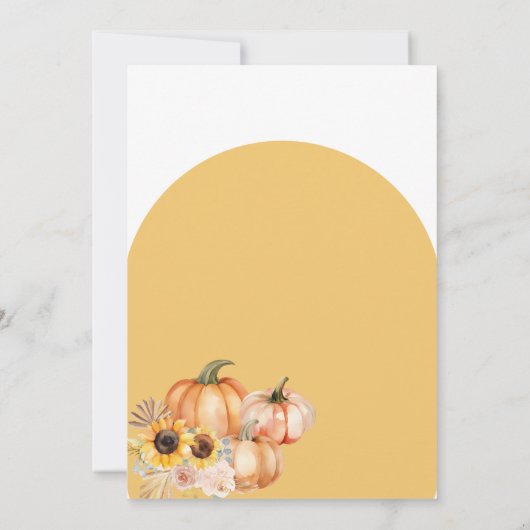 Boho Rust Orange Pumpkinは赤ちゃんシャワーの途中にある 招待状 (裏面)