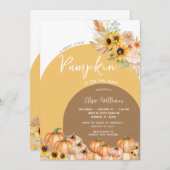 Boho Rust Orange Pumpkinは赤ちゃんシャワーの途中にある 招待状 (正面/裏面)