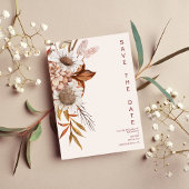 Boho Rust Terracotta乾燥ファンの花結婚の保存 セーブザデート