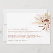 Boho Rust Terracotta Pampas写真の結婚フラット サンキューカード (裏面)